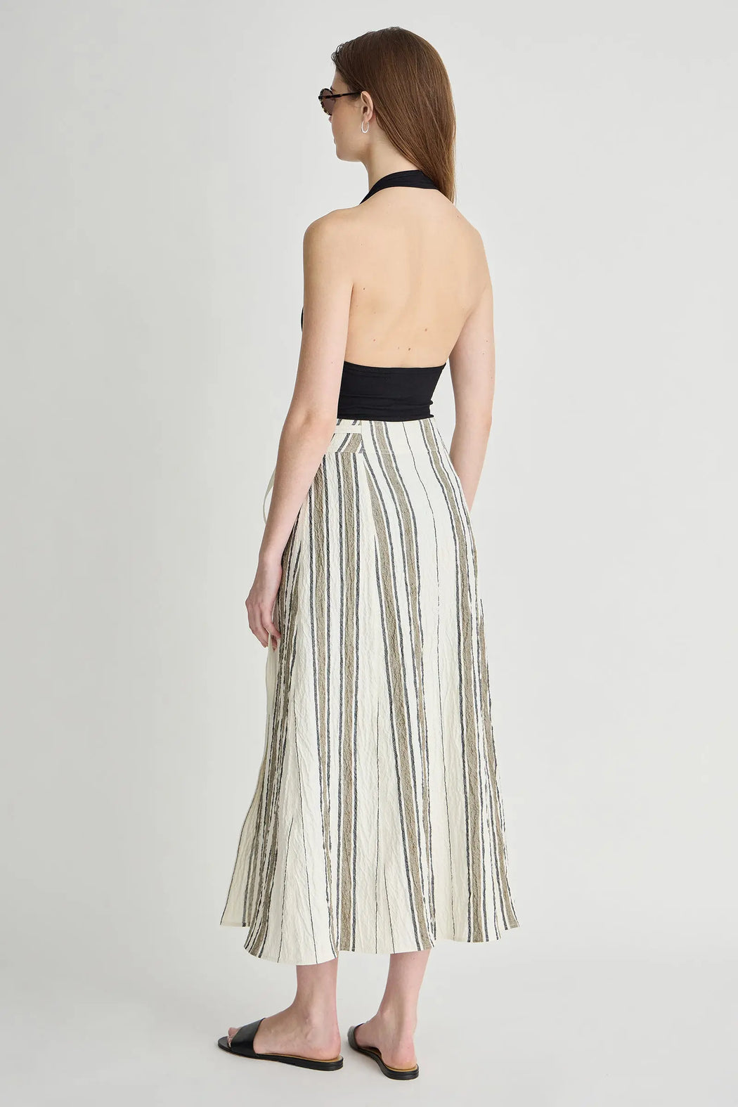 Stripe Marsala Wrap Skirt | Affogato Stripe