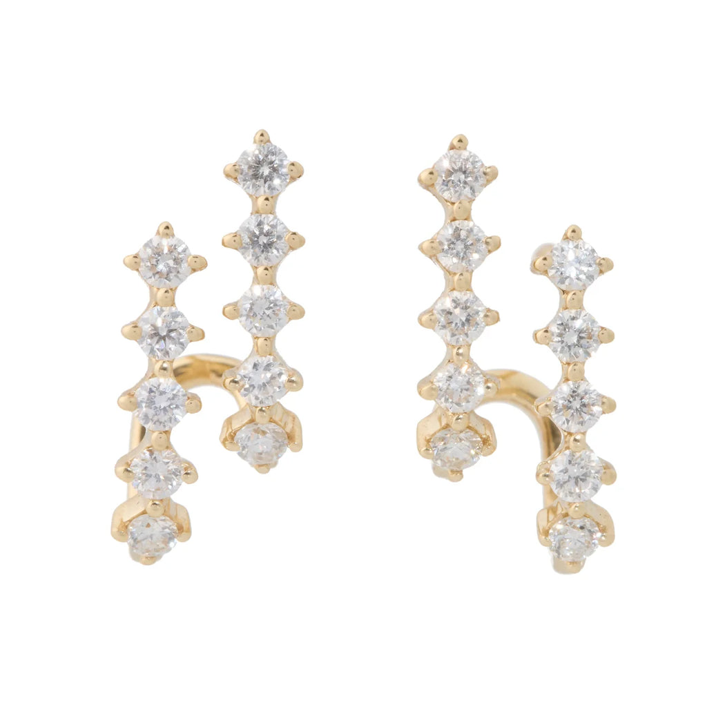 Bianca Floating Diamond Double Line Cuff Stud Earring | Single