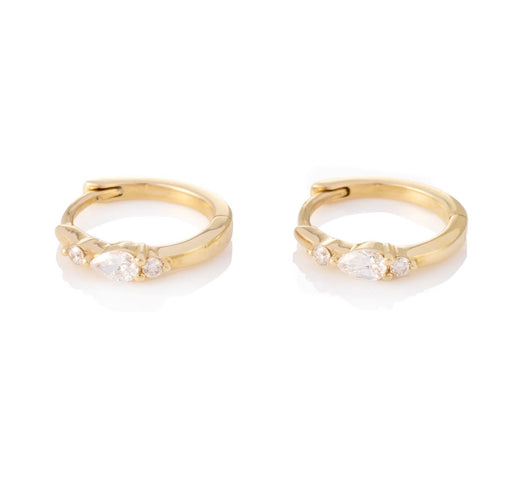 Pear & Round Diamond Huggies