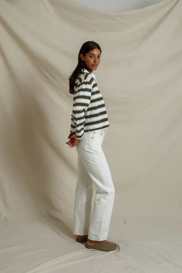 Kaya Rugby Long Sleeve | Dark Olive Stripe