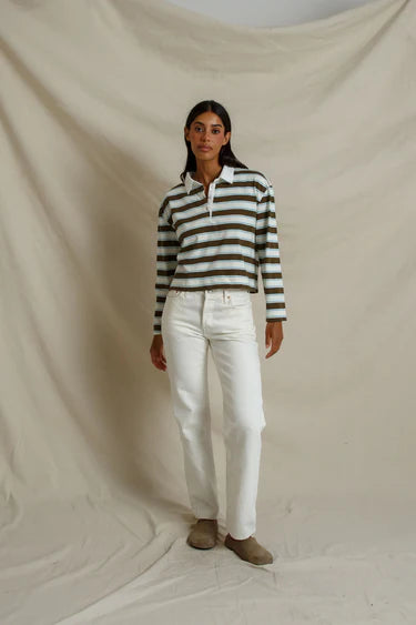 Kaya Rugby Long Sleeve | Dark Olive Stripe