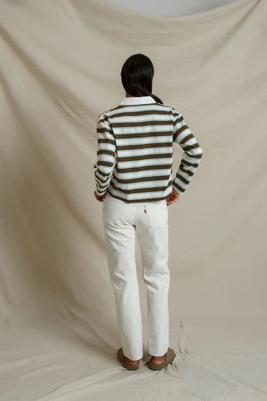Kaya Rugby Long Sleeve | Dark Olive Stripe