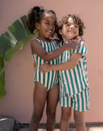 Scallop Retro Flare Boardshort | Cabana Stripe & Charleston