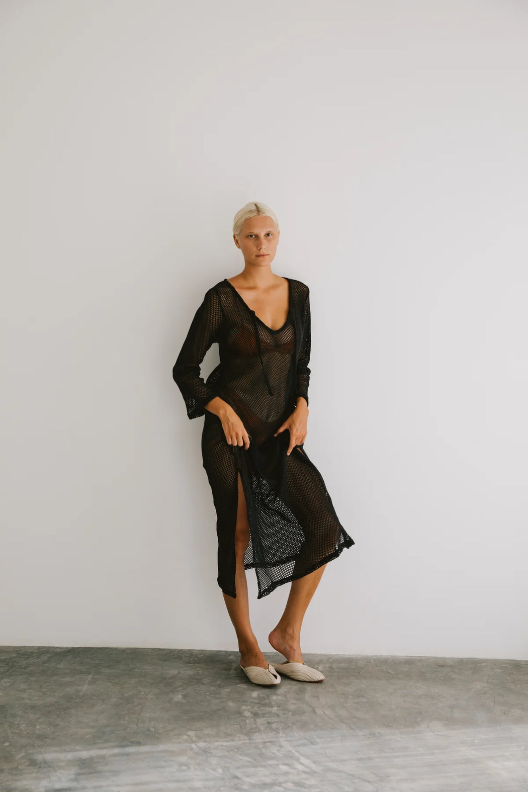 Mesh Long Cover Up | Black Oyster