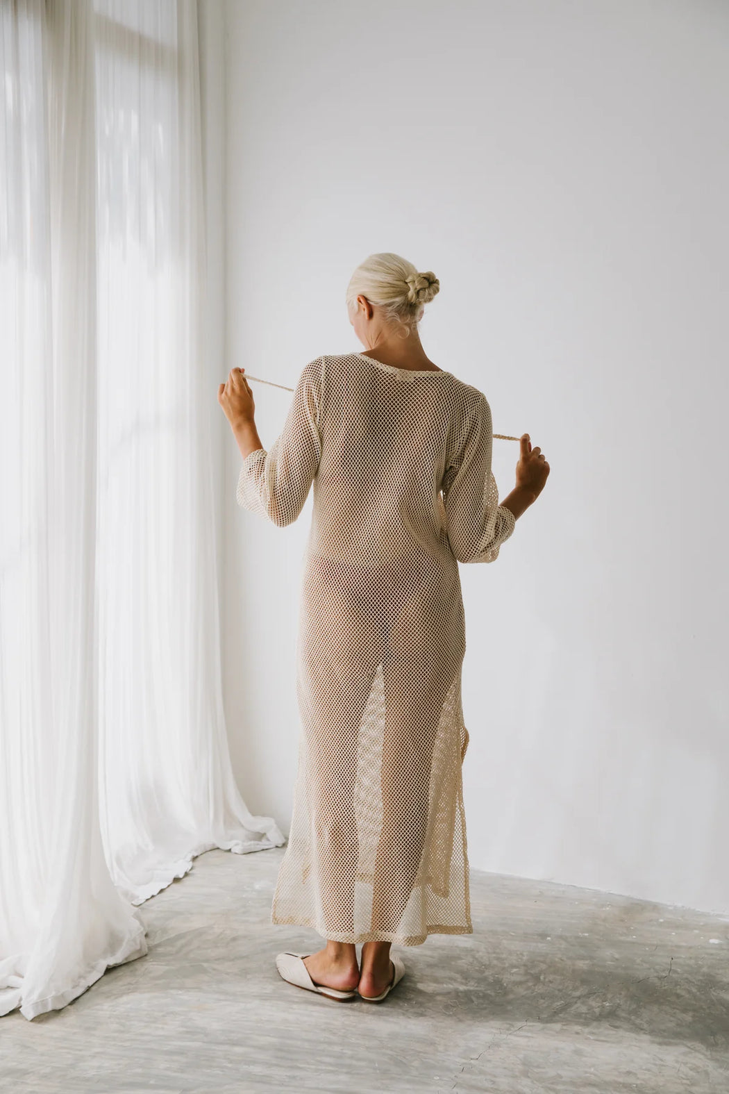 Mesh Long Cover Up | Cream