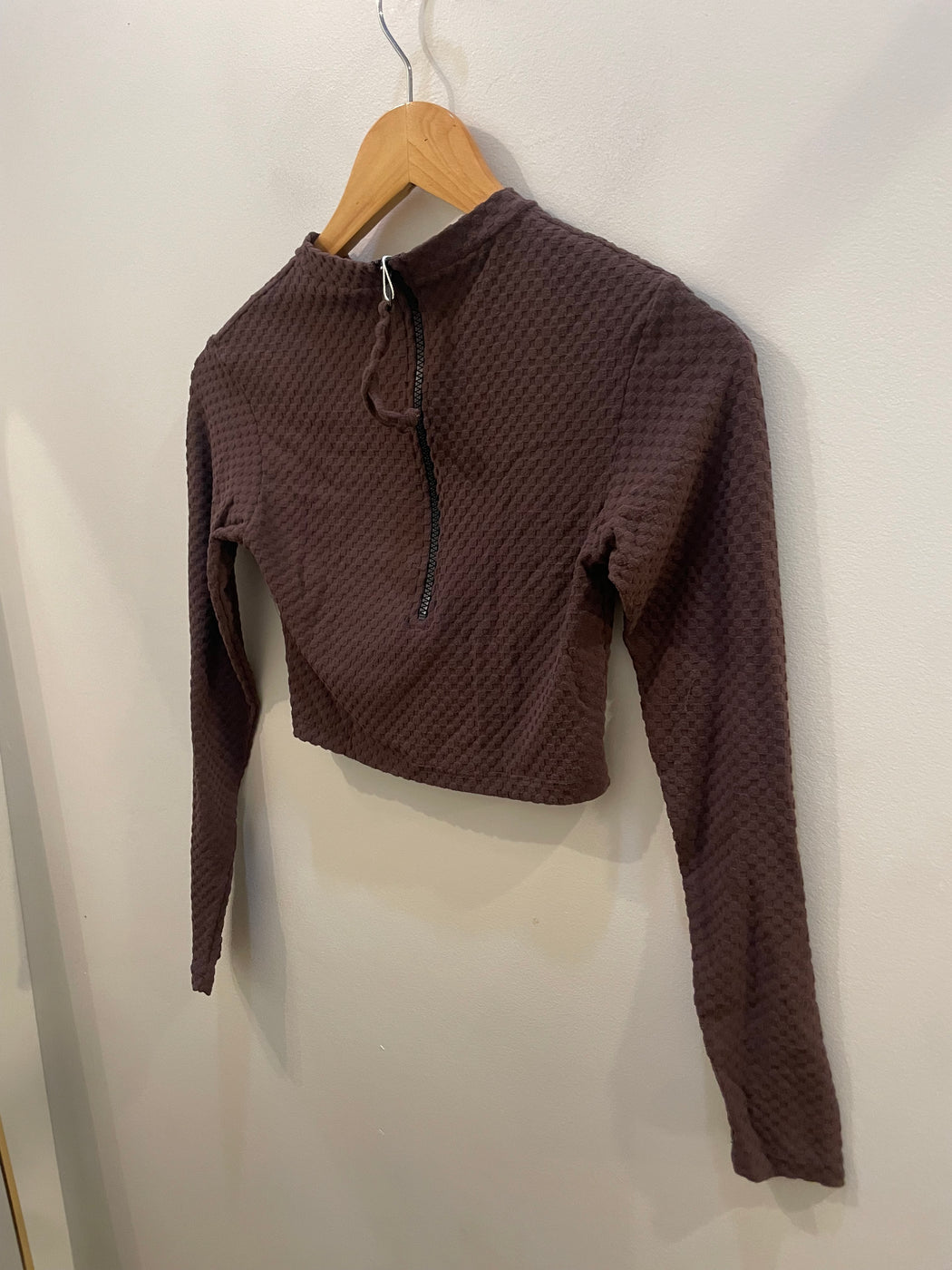 Cropped Rash Guard | Cocoa Bean Terry Check