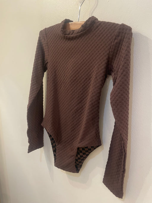 Littles Long Sleeve Bodysuit | Cocoa Bean Terry Check