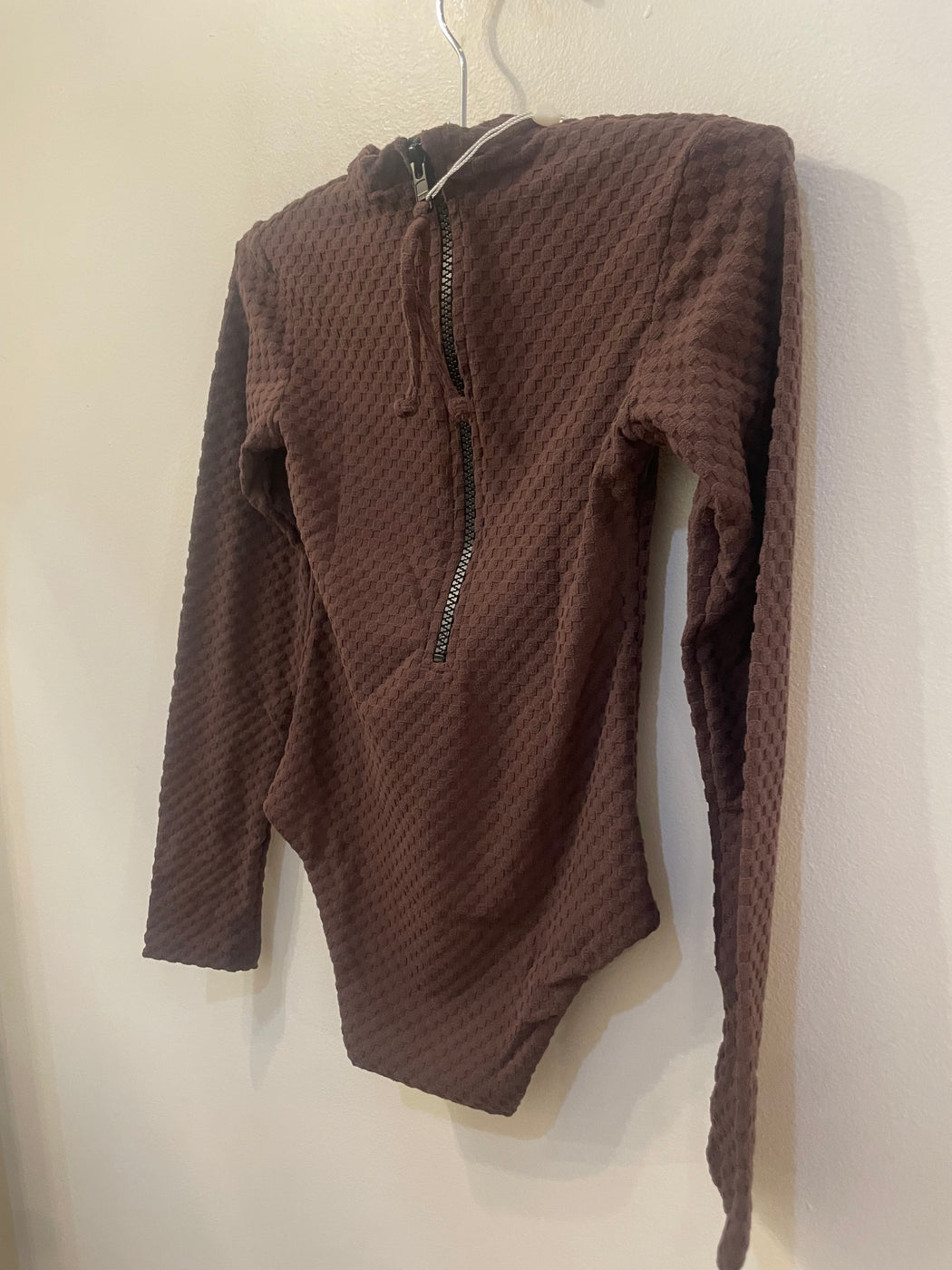 Littles Long Sleeve Bodysuit | Cocoa Bean Terry Check