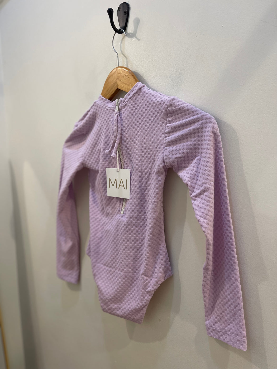 Littles Long Sleeve Bodysuit | Lilac Terry Check