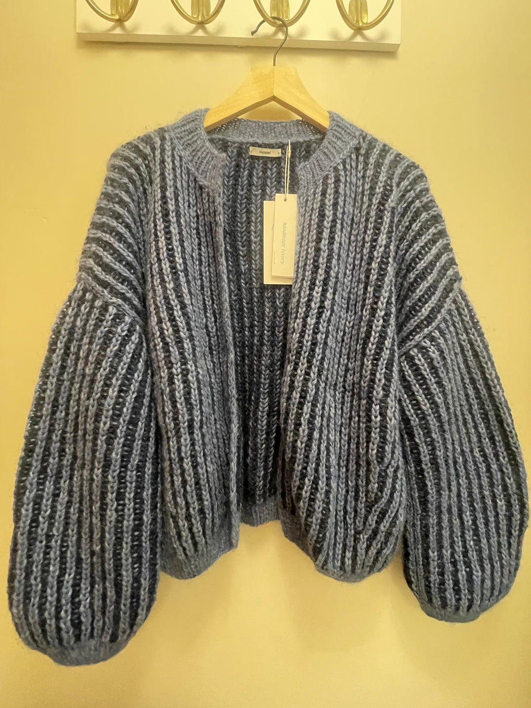 Two Tone Brioche Cardigan | Blue