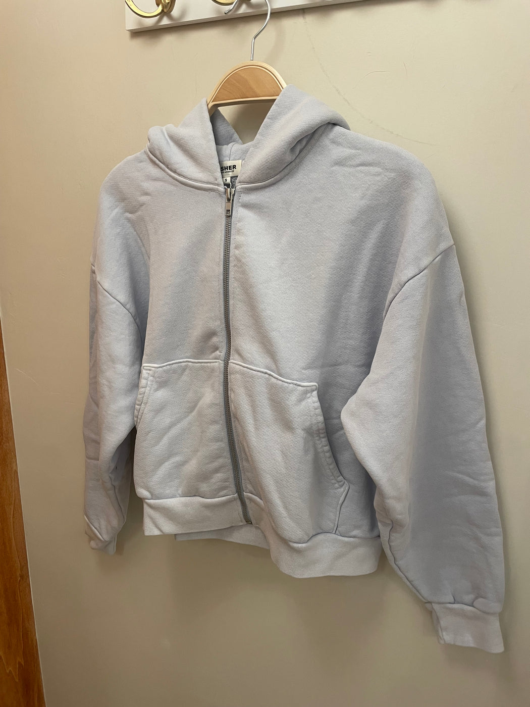 Rosie Cropped Zip-Up Hoodie | Ice Blue