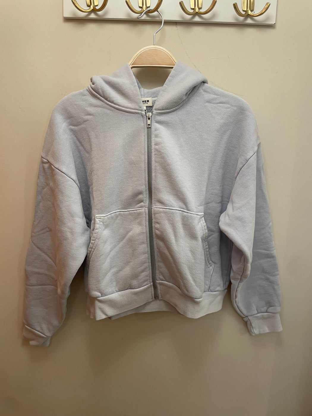 Rosie Cropped Zip-Up Hoodie | Ice Blue