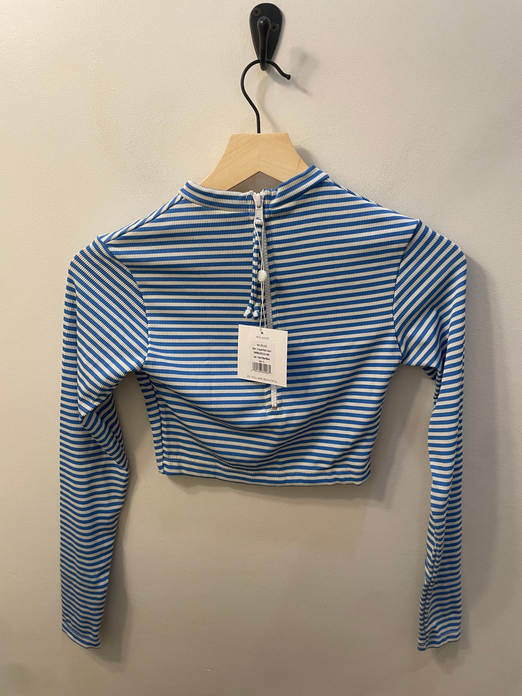 EXCLUSIVE Cropped Rash Guard | French Stripe Ribbed