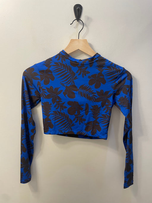 EXCLUSIVE Cropped Rash Guard | Blue Mocha Floral