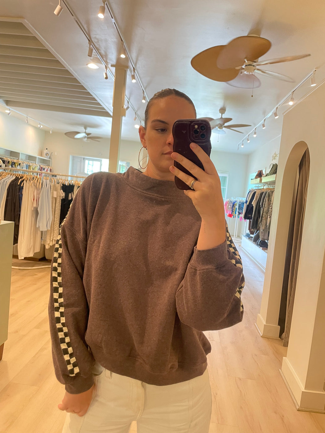 Monty Mock Neck Crew | Chocolate