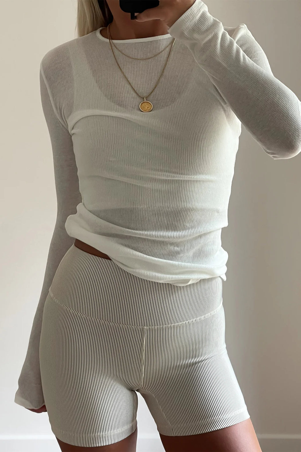 Rib Hemp Jersey Long Sleeve Top | White