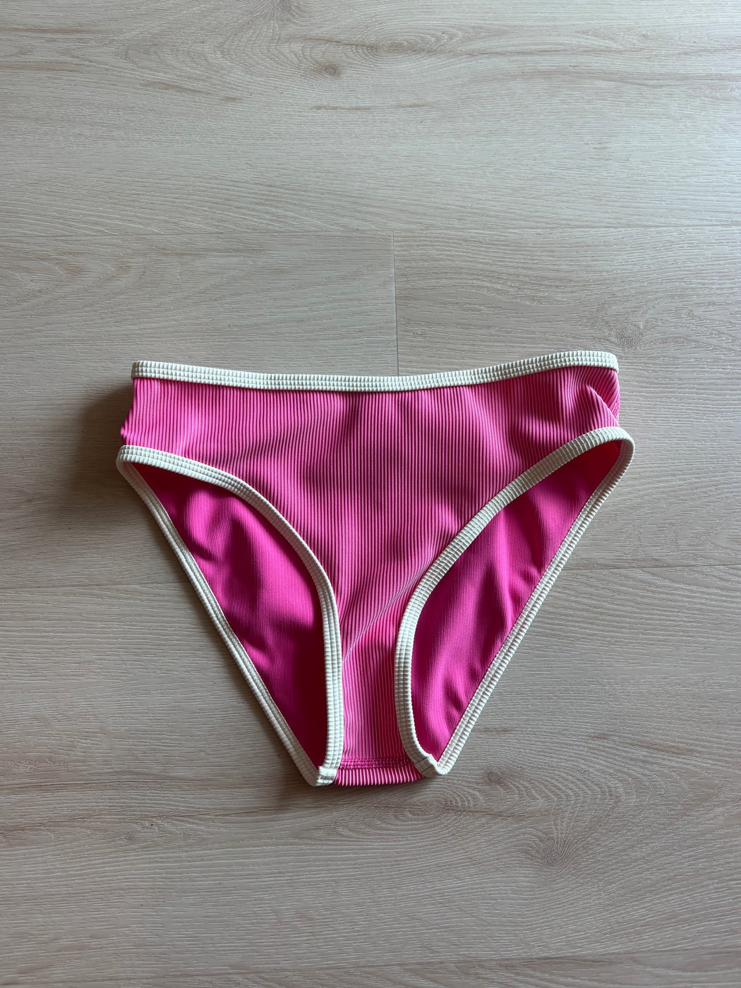 Mini Stripe Rib Scoop Bikini | Shell Pink