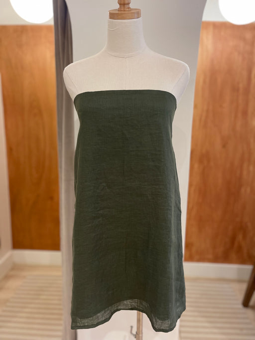 Arden Strapless Linen Mini Dress | Loden