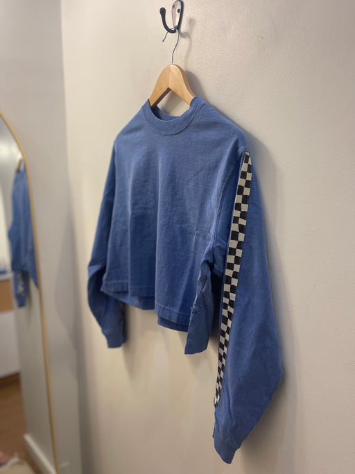 Gents Crop Long Sleeve Tee | Checkerboard Maliblue