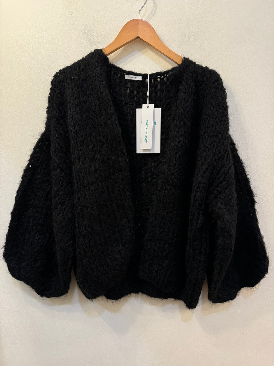 Shaggy Alpaca Bomber Cardigan l Black