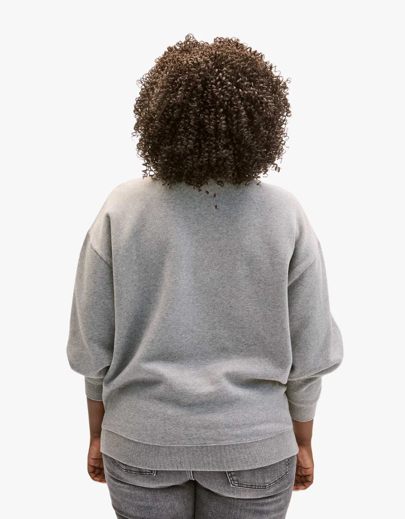 Oversized Sweatshirt | Grey Melange with Bordeaux Oui