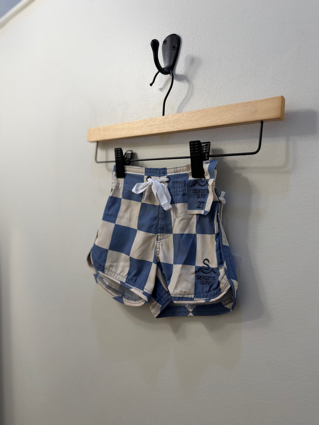 Scallop Retro Flare Boardshort | Nautical Check Light Blue