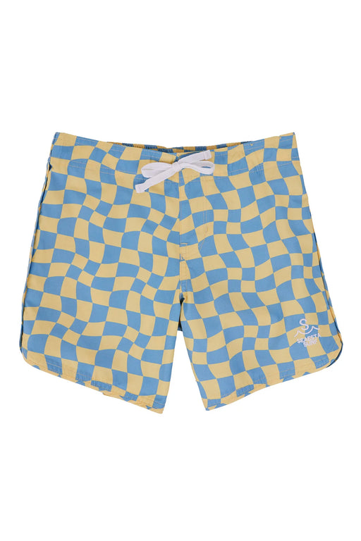 Scallop Retro Flare Boardshort Wavy Checks | Banana