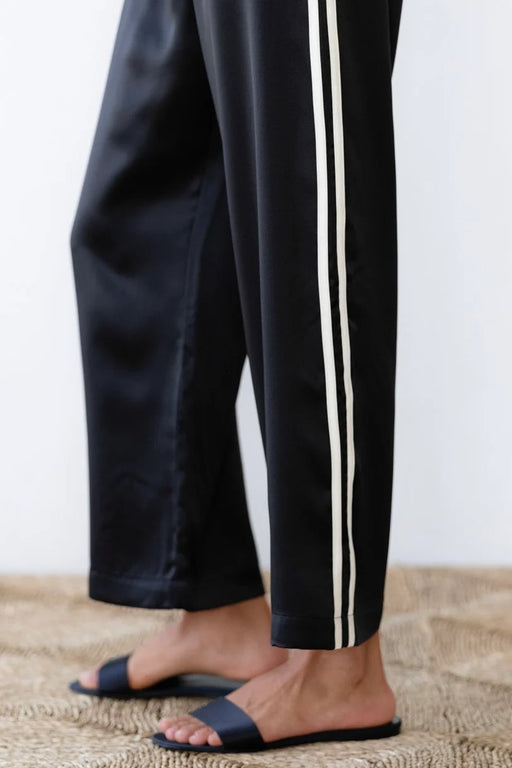 The Silk Stripe Crop Pant | Jet