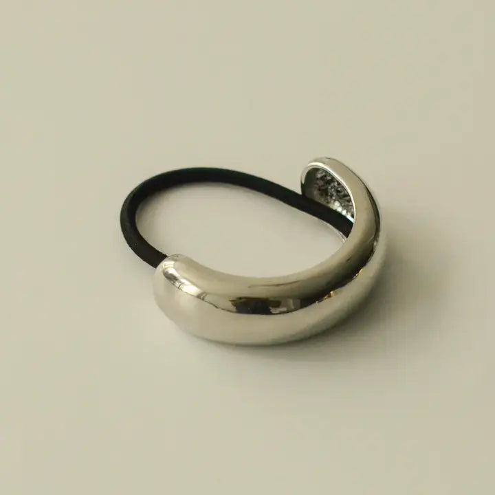Wide Metal Cuff Hair Tie | Silver