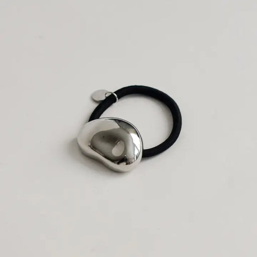 Pebble-Shaped Metal Cuff Hair Tie | Silver