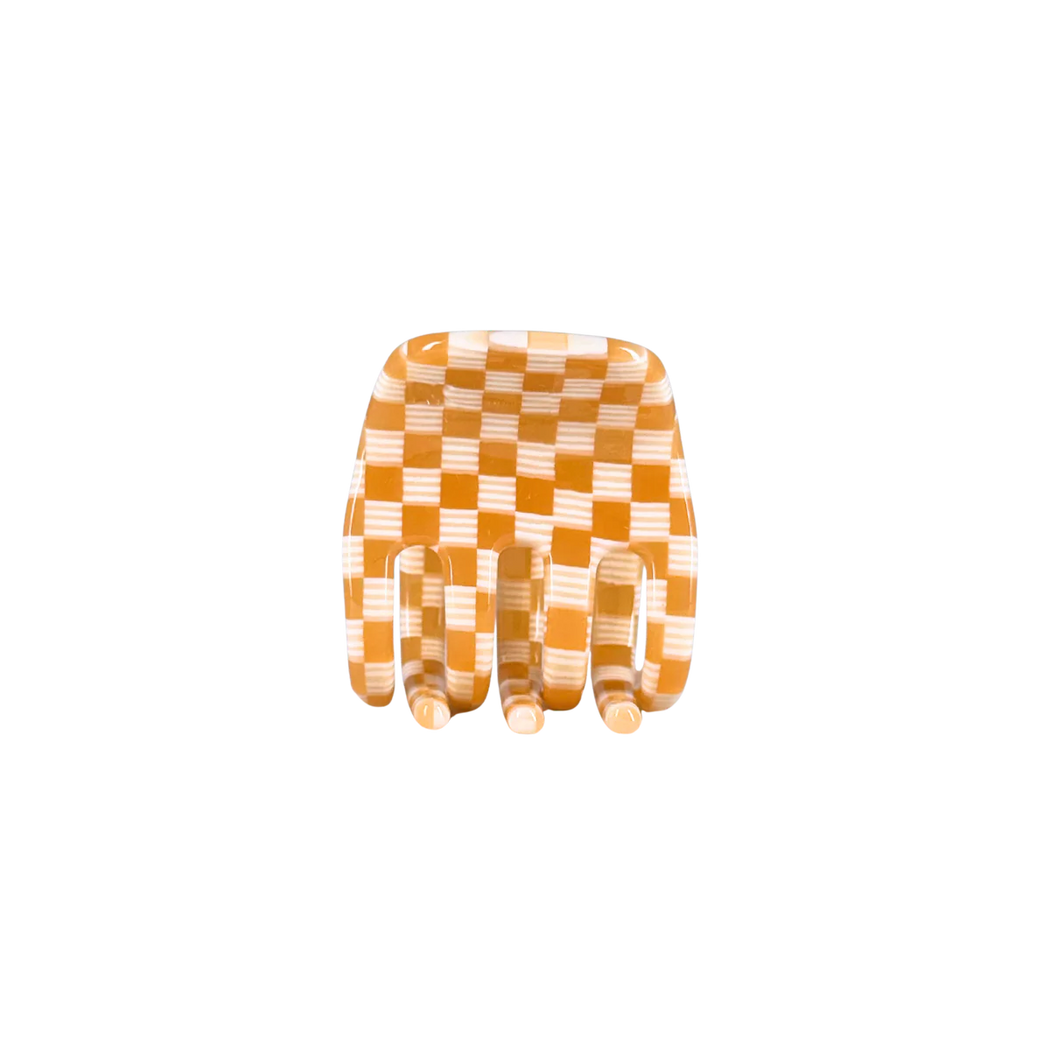 Small Hair Claw Clip | Clementine Checker (w/ Charm Ring)