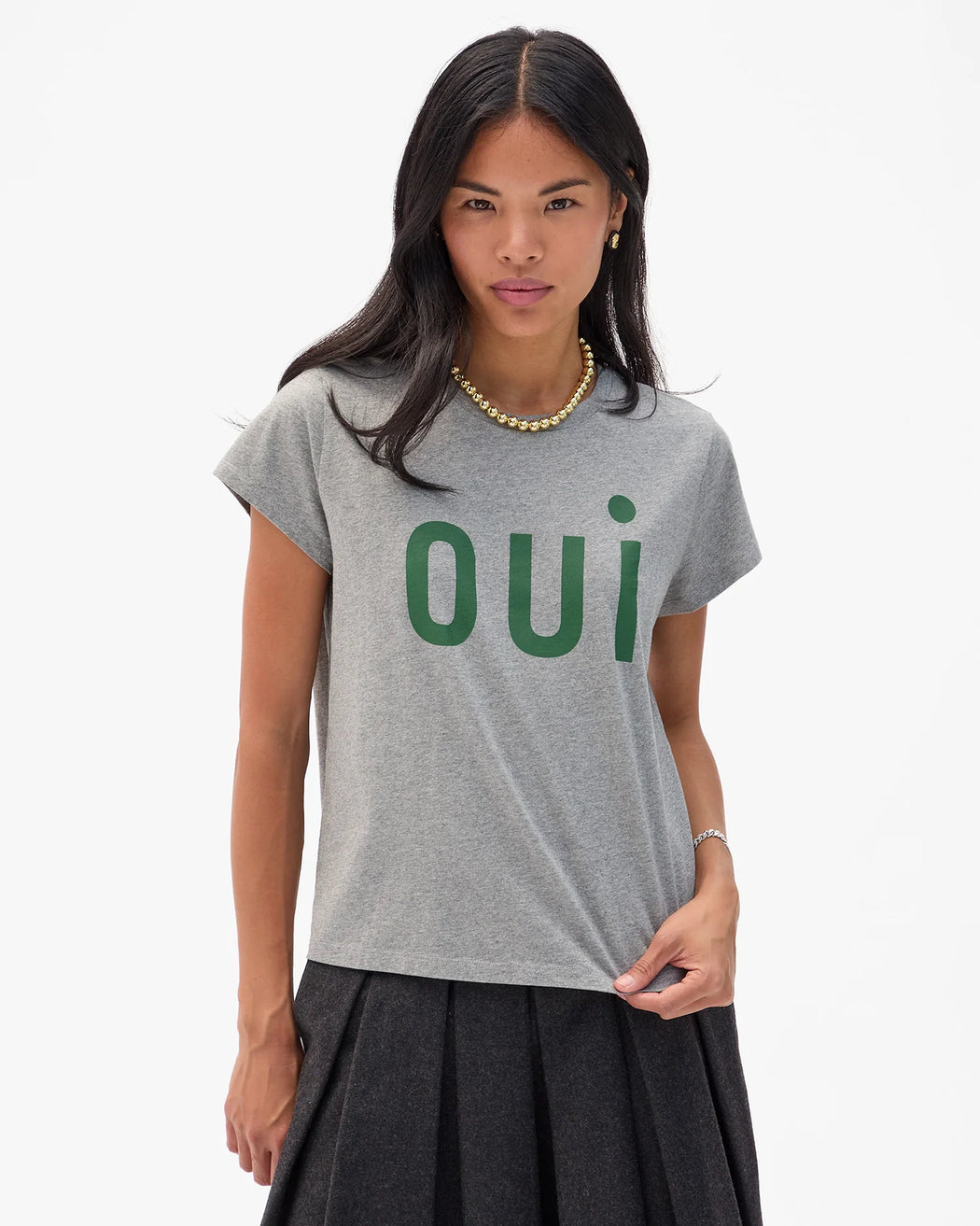 Classic Tee | Grey Melange w/ Evergreen Oui