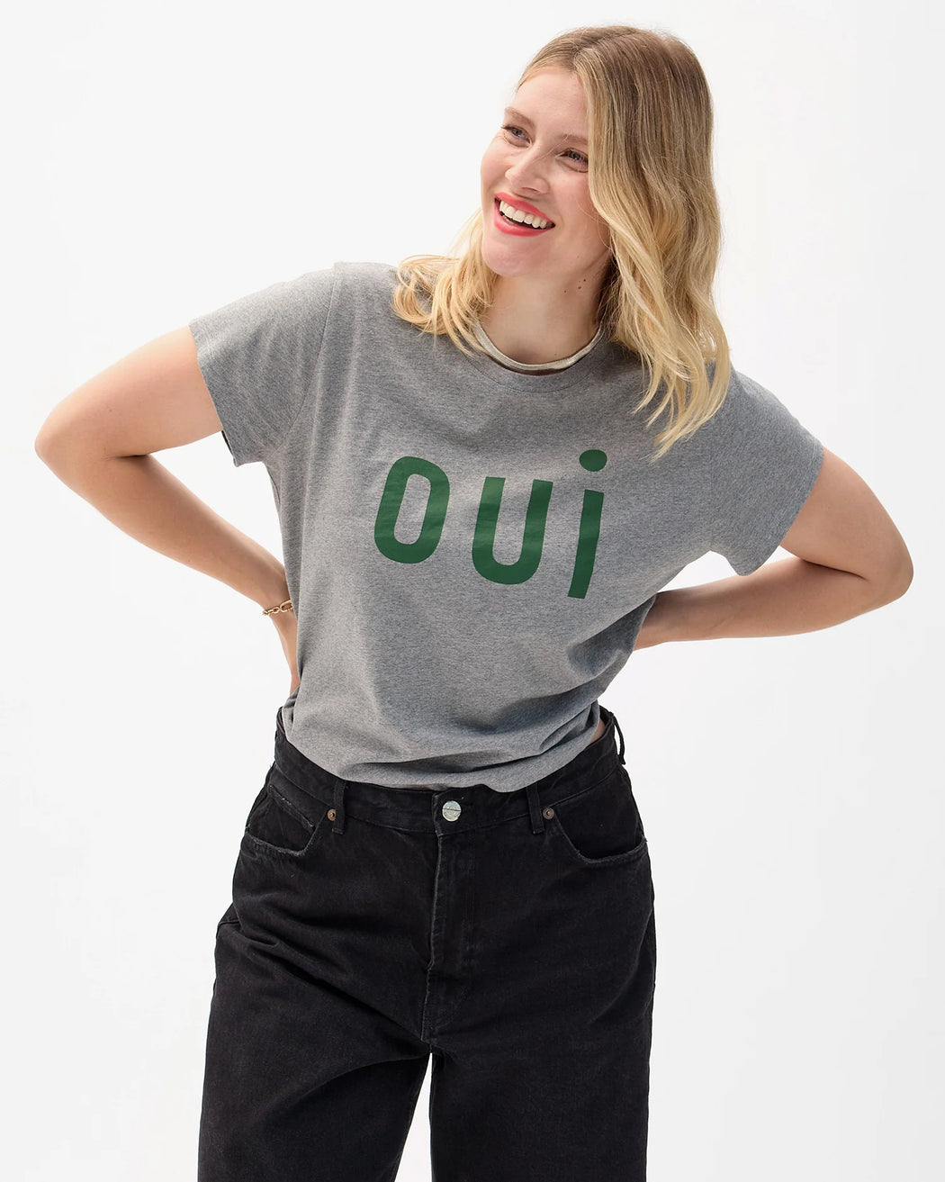 Classic Tee | Grey Melange w/ Evergreen Oui