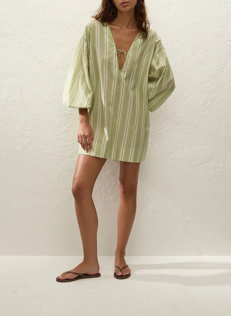 Pia Mini Dress | Ombre Stripe Faded Juniper