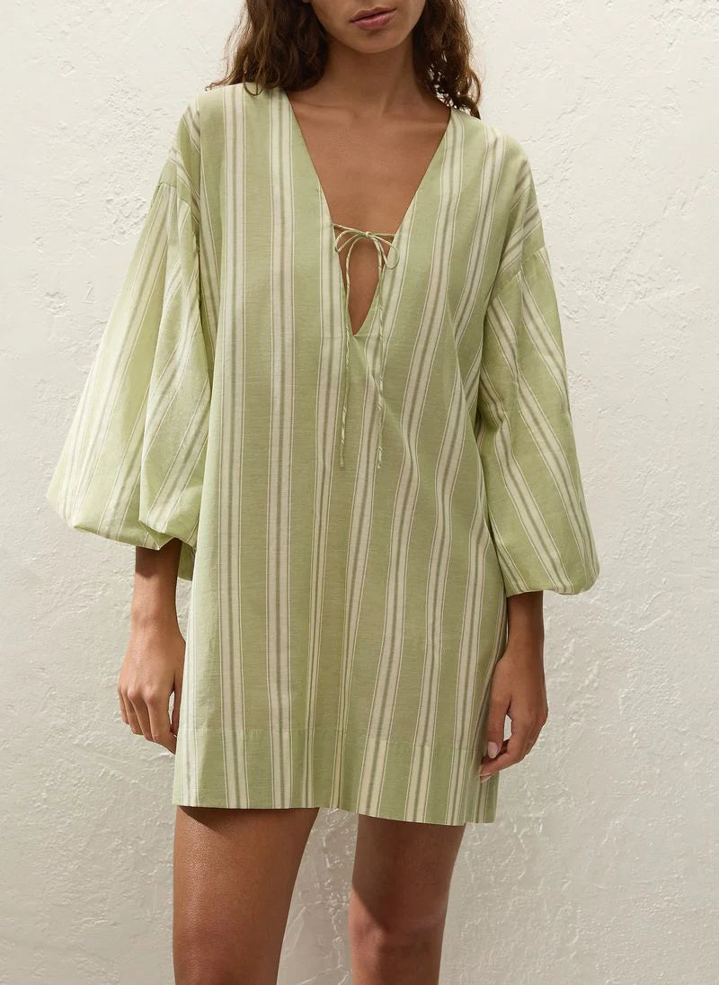 Pia Mini Dress | Ombre Stripe Faded Juniper