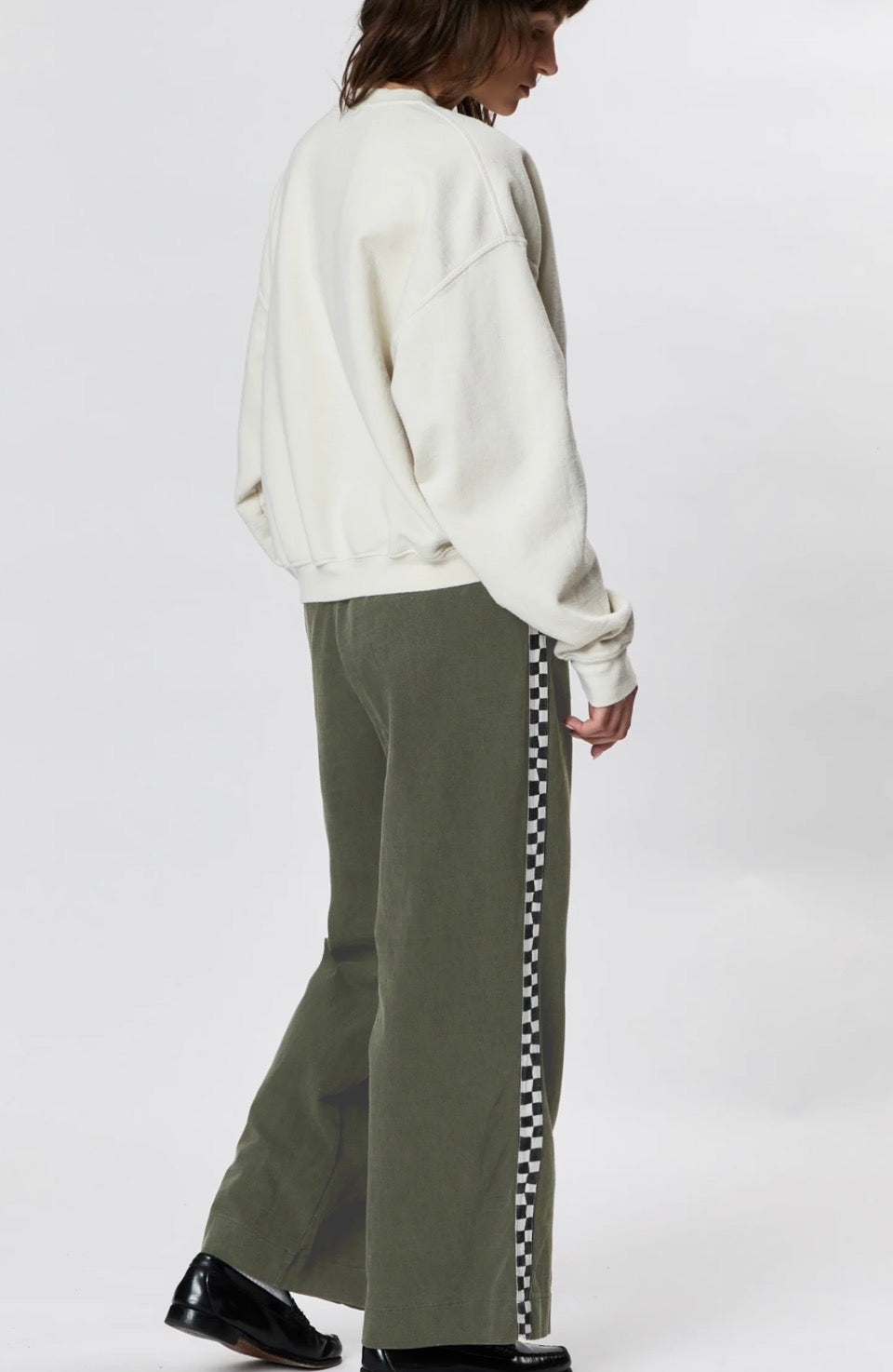 Wide Leg Slater l Checkerboard Olive
