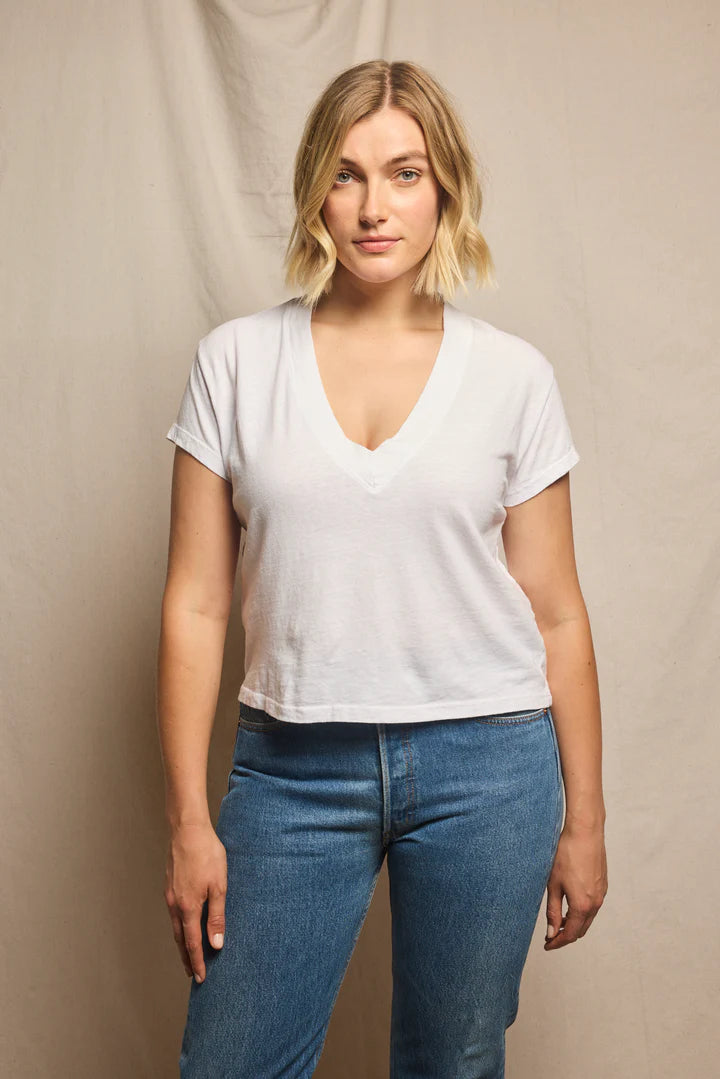 Alanis V Neck Tee | White