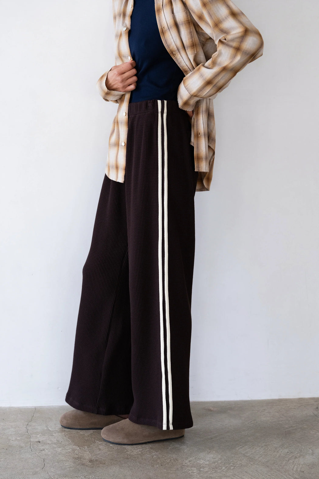 Thermal Crop Stripe Pant | Espresso