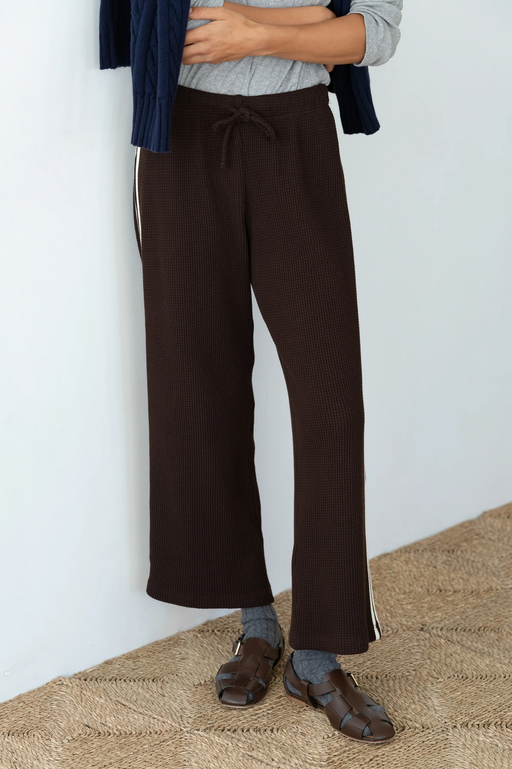 Thermal Crop Stripe Pant | Espresso