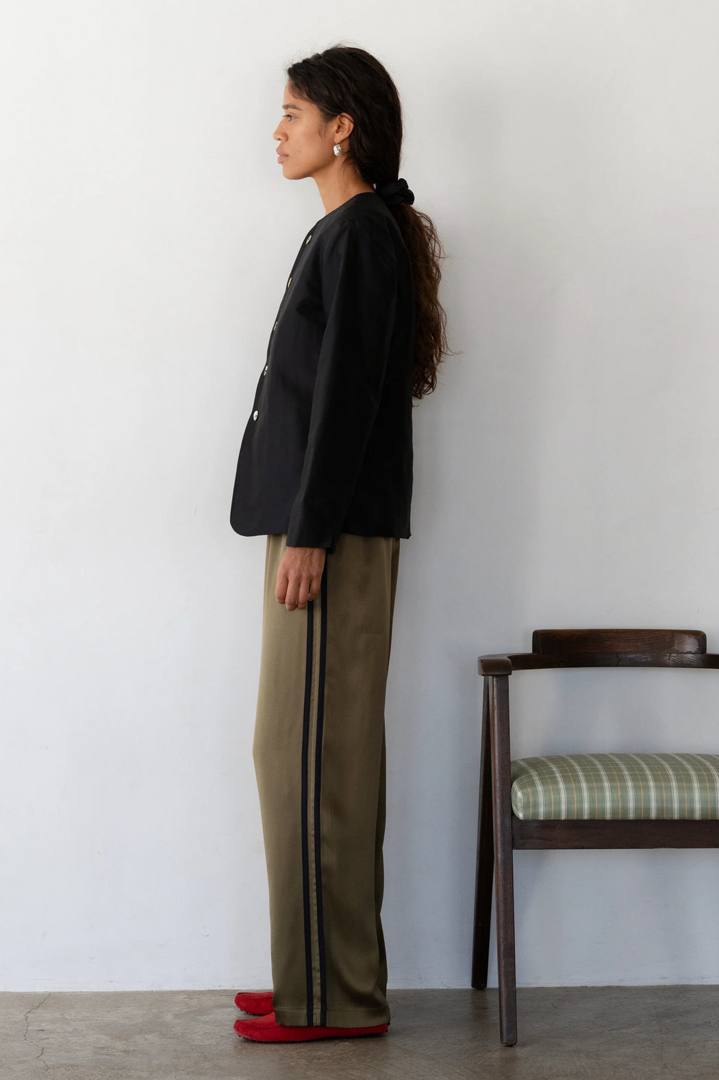 The Silk Stripe Simple Pant | Oregano Jet