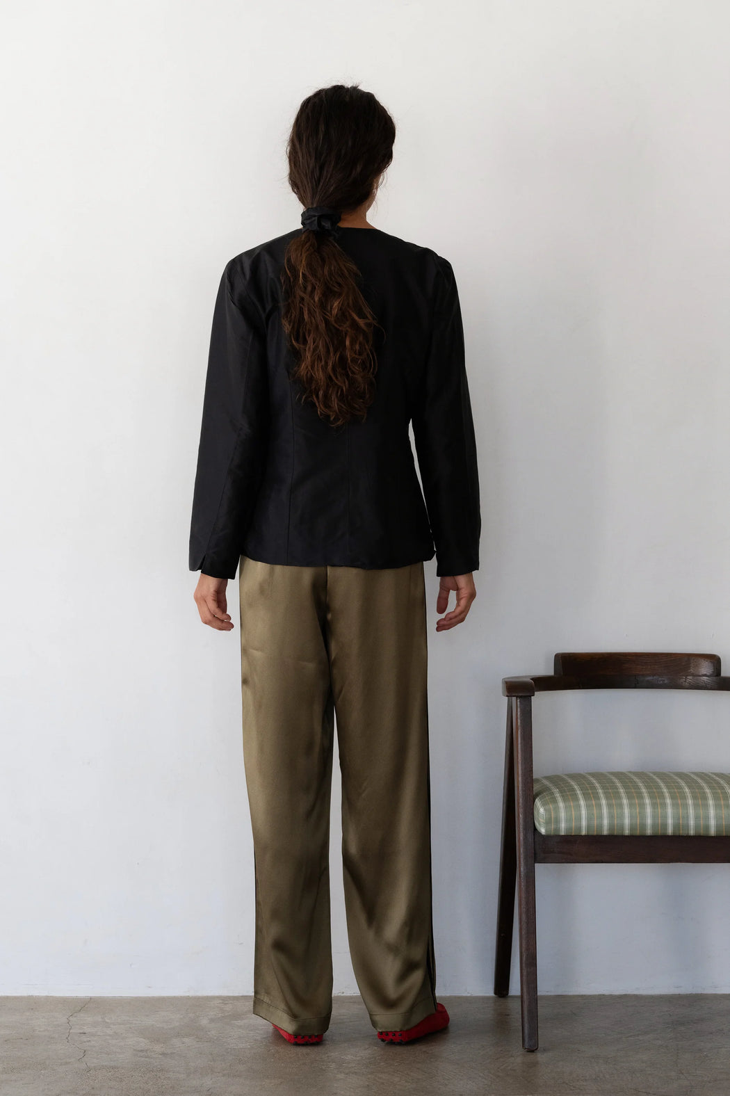The Silk Stripe Simple Pant | Oregano Jet