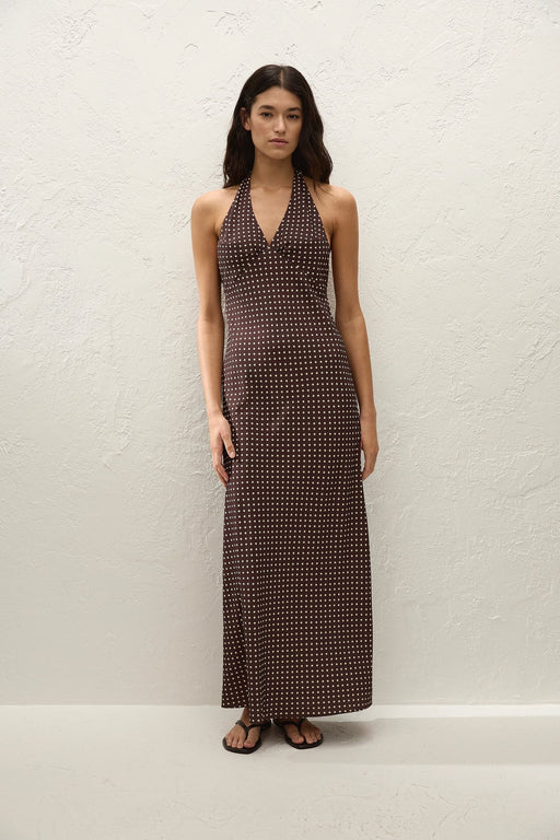 Rosa Maxi Dress|  Polkadot Chocolate Plum