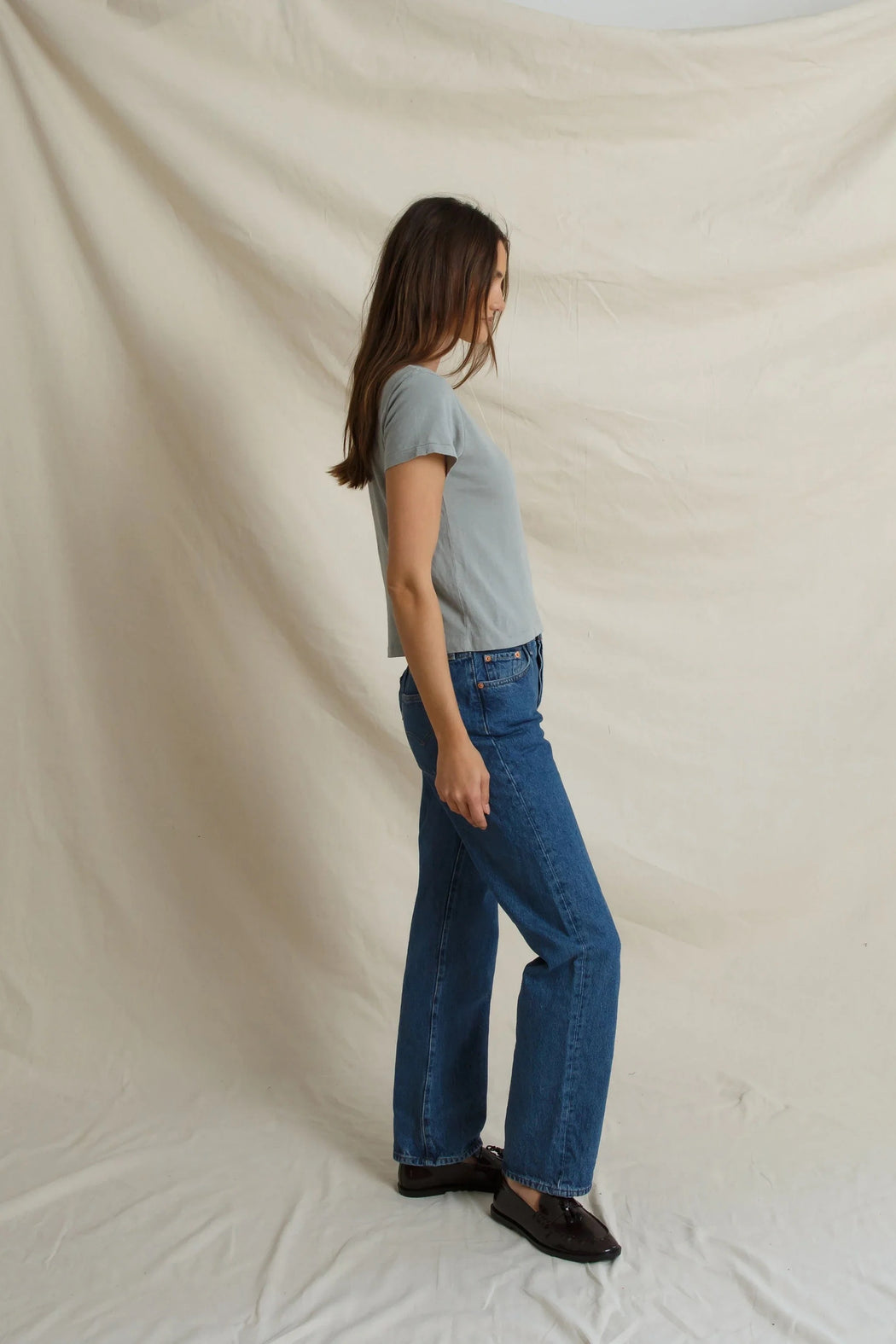 Lisa Recycled Cotton Fitted Tee | Griffin Gray