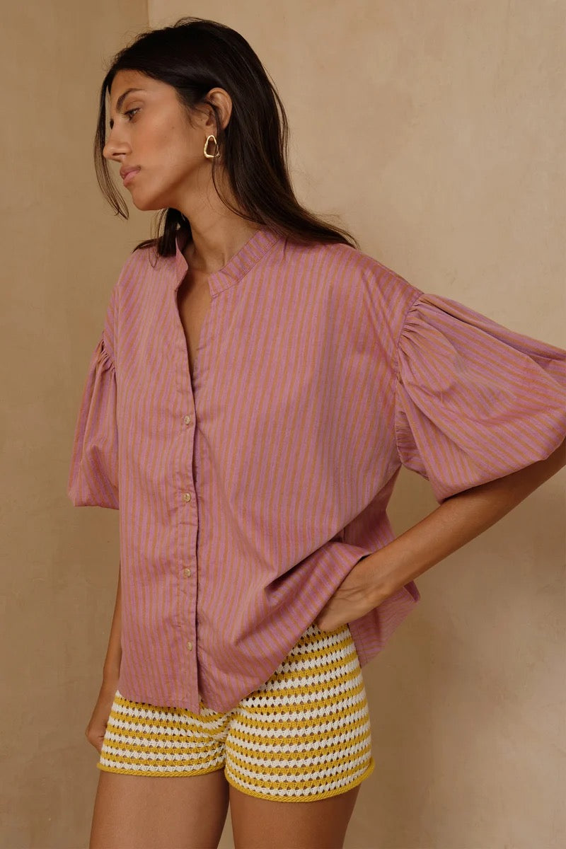 Flounce Shirt | Sunset Stripe