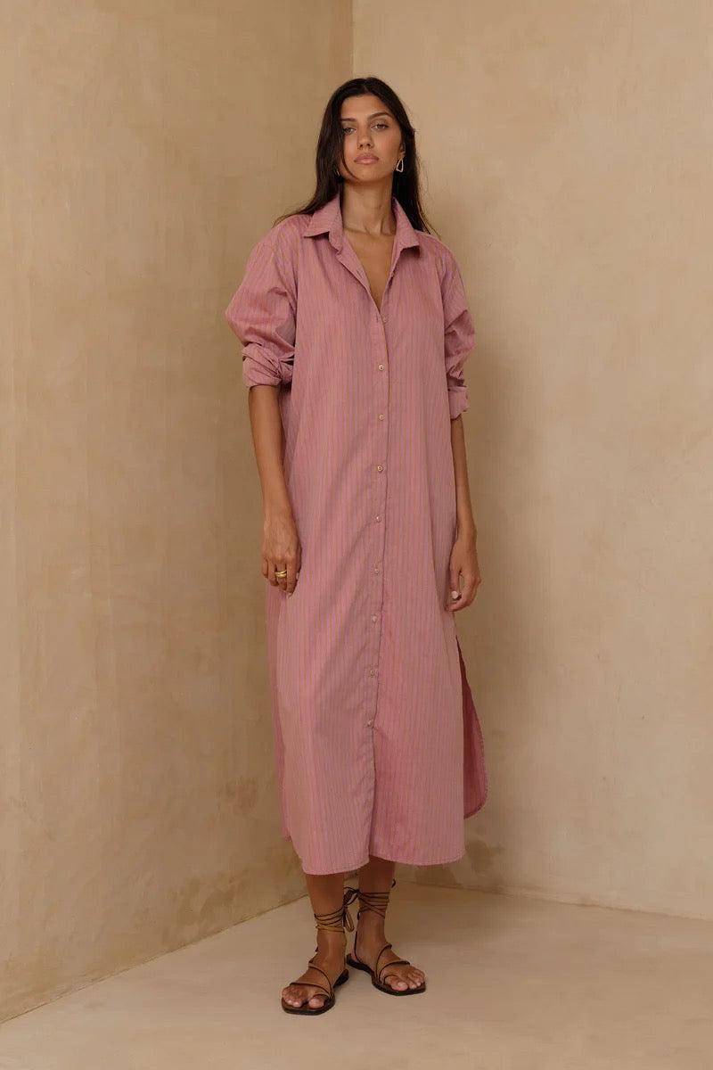 Sunset Shirt Dress | Sunset Stripe