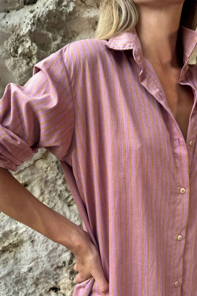 Sunset Shirt Dress | Sunset Stripe