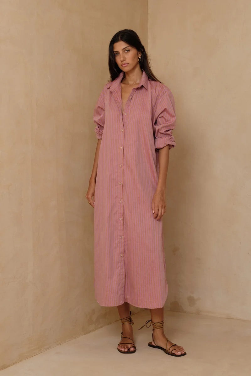 Sunset Shirt Dress | Sunset Stripe