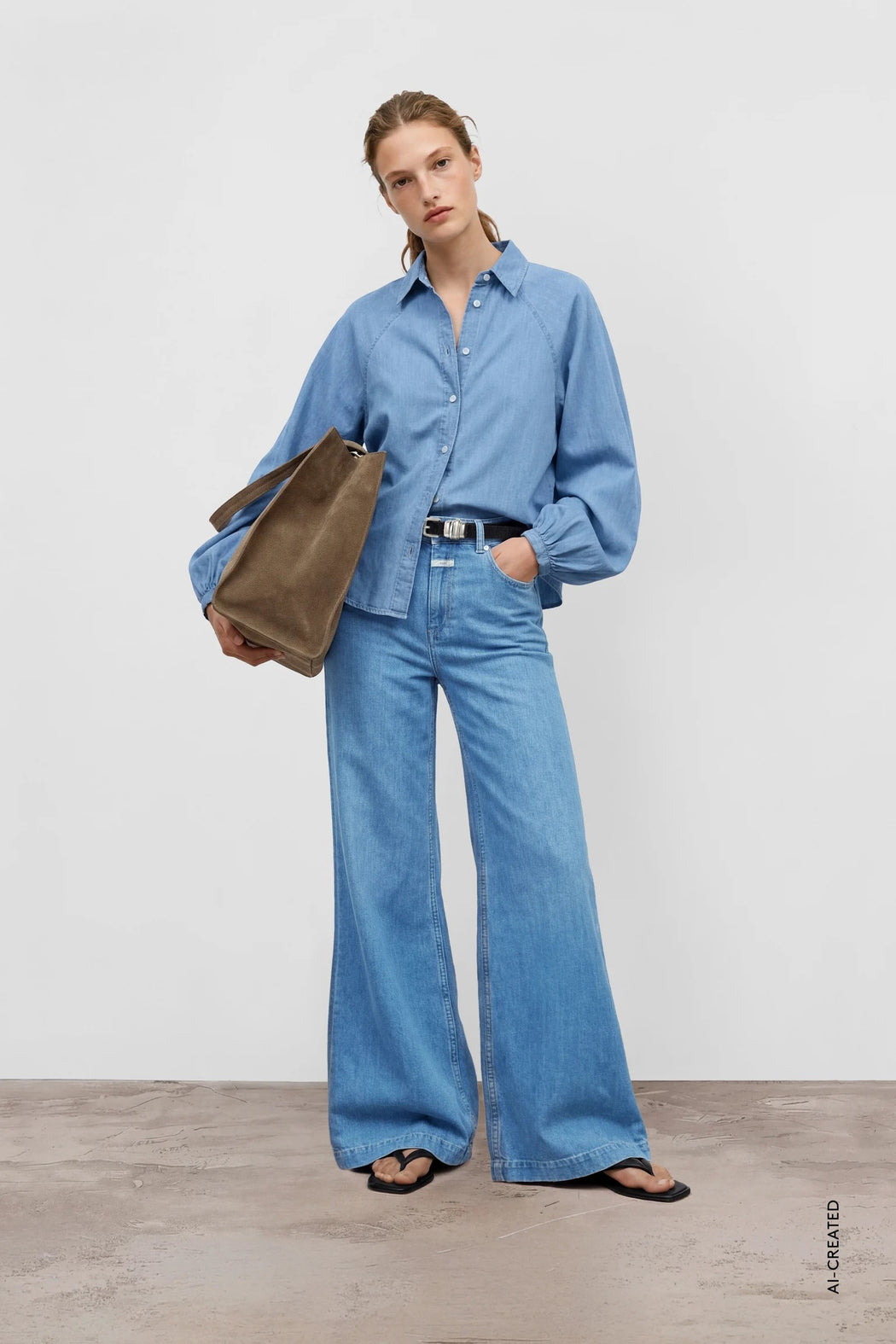 Glow Up Wide Leg Pant| Mid Blue