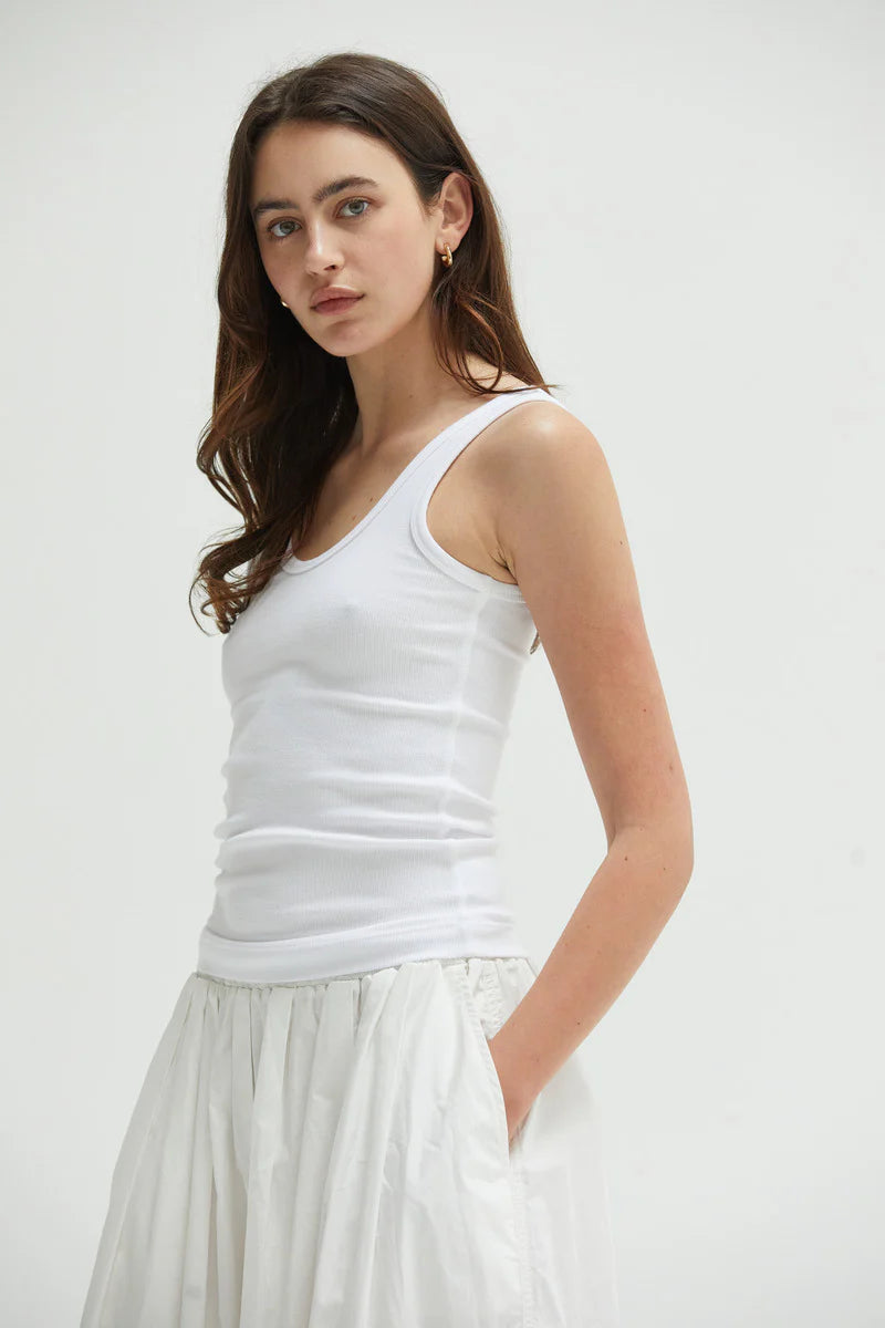 Mila Rib Tank | White