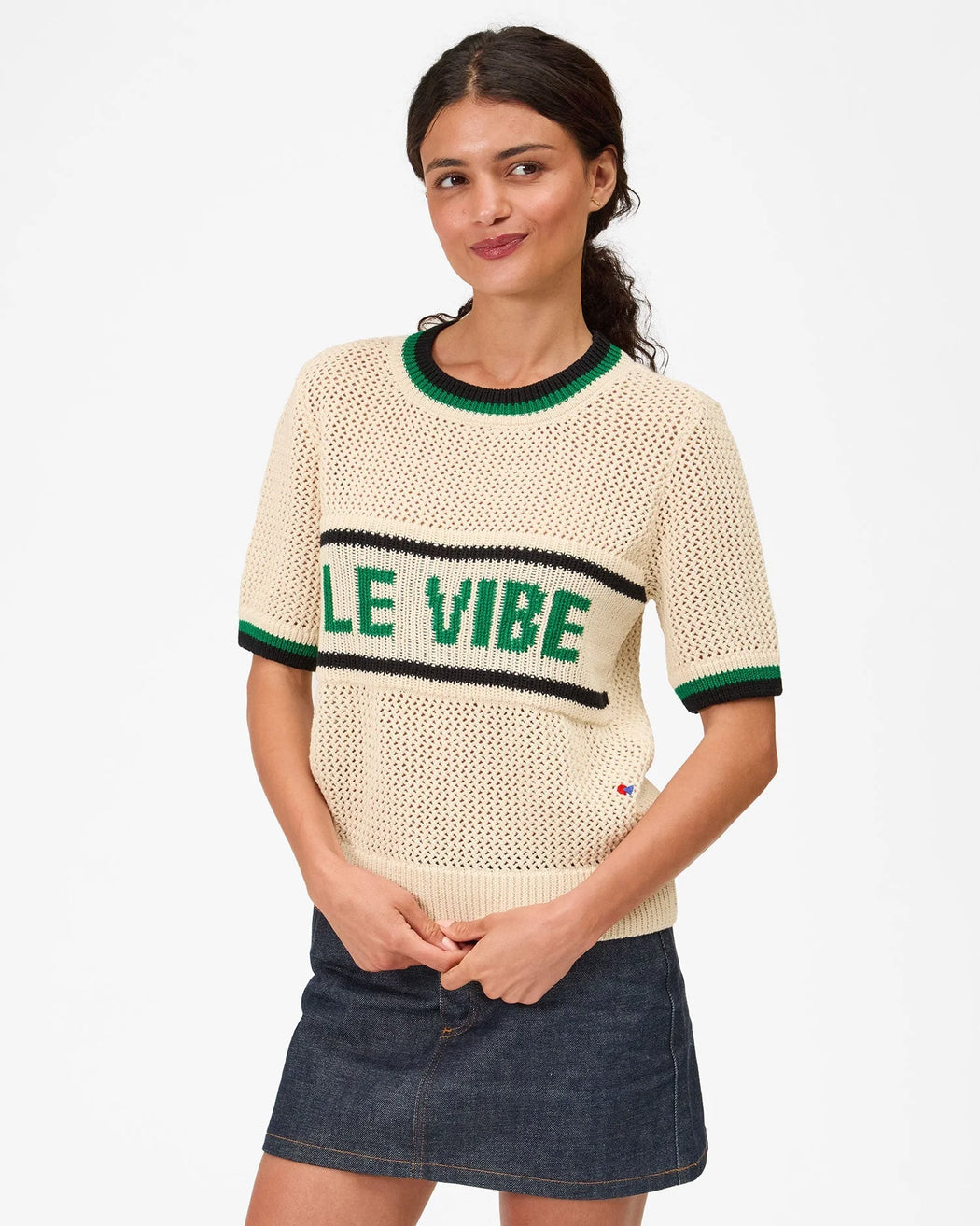 Luc Knit Tee | Le Vibe Cream & Green